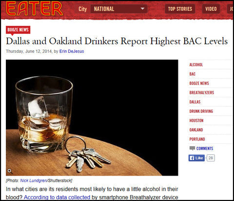Eater Reports Cities with Highest BAC Results According to BACtrack Consumption Report
