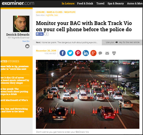 Examiner.com Suggests Using BACtrack Vio to Stay Safe Tonight